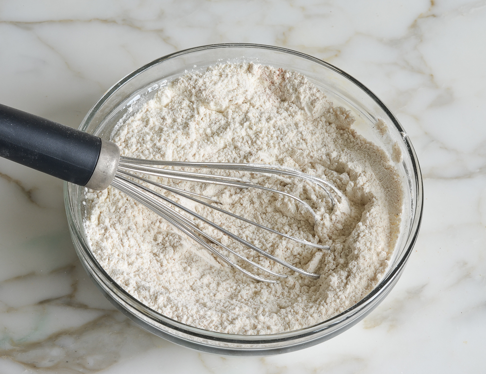 Whisk in a bowl of dry ingredients.