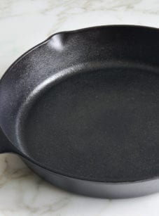 Shining cast iron pan.