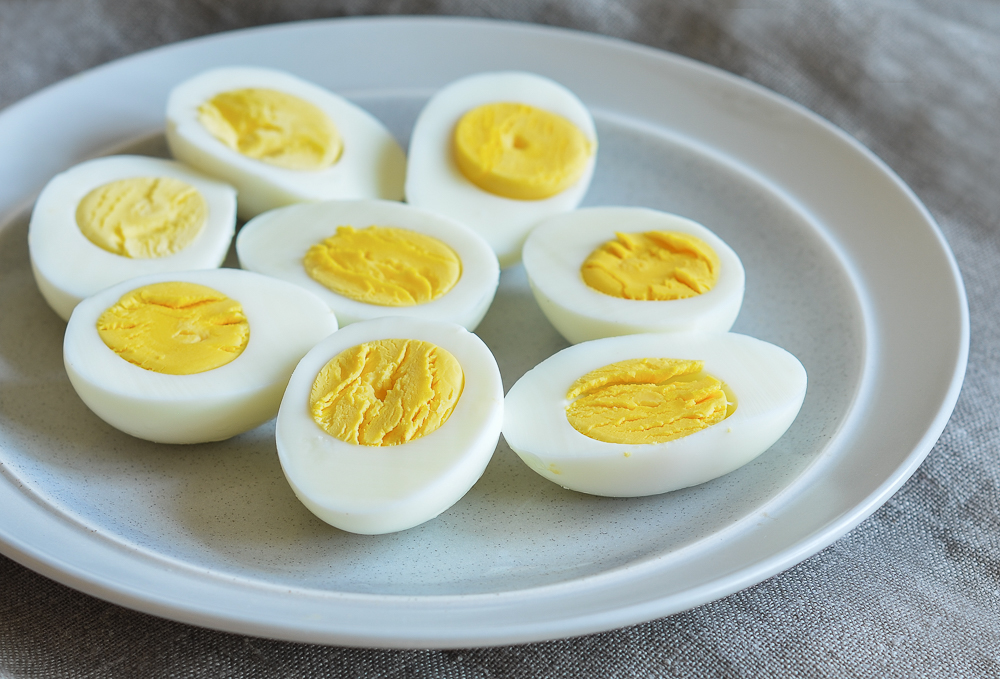 halved eggs