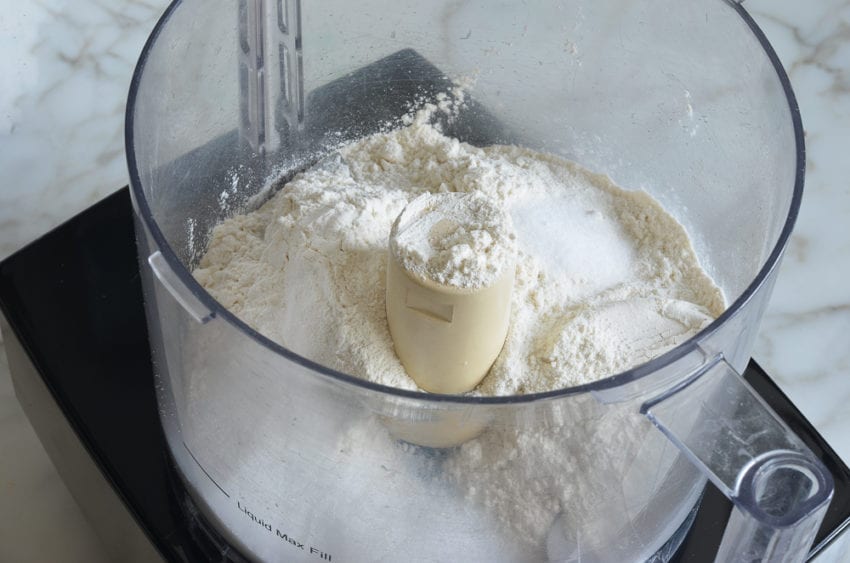 Dry ingredients in a food processor.