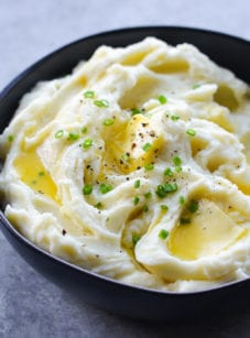 Butter melting into a bowl of mashed potatoes.