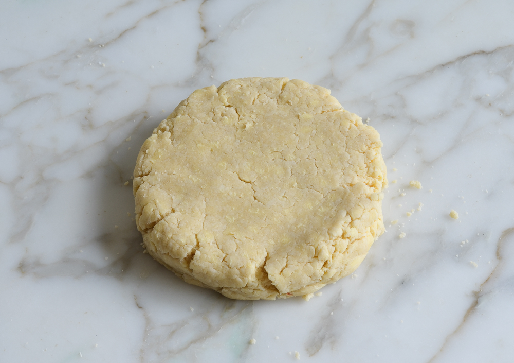Disk of pie crust dough.
