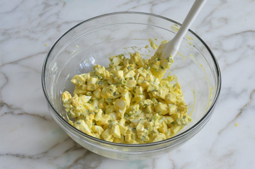 egg salad mixed and ready to serve