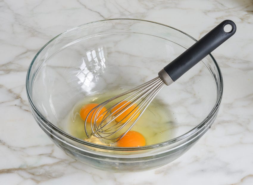 Whisk in a bowl with eggs.