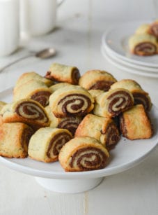 Plate of chocolate rugelach.