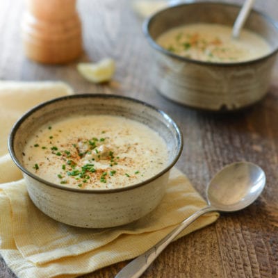 Two bowls of crab soup.