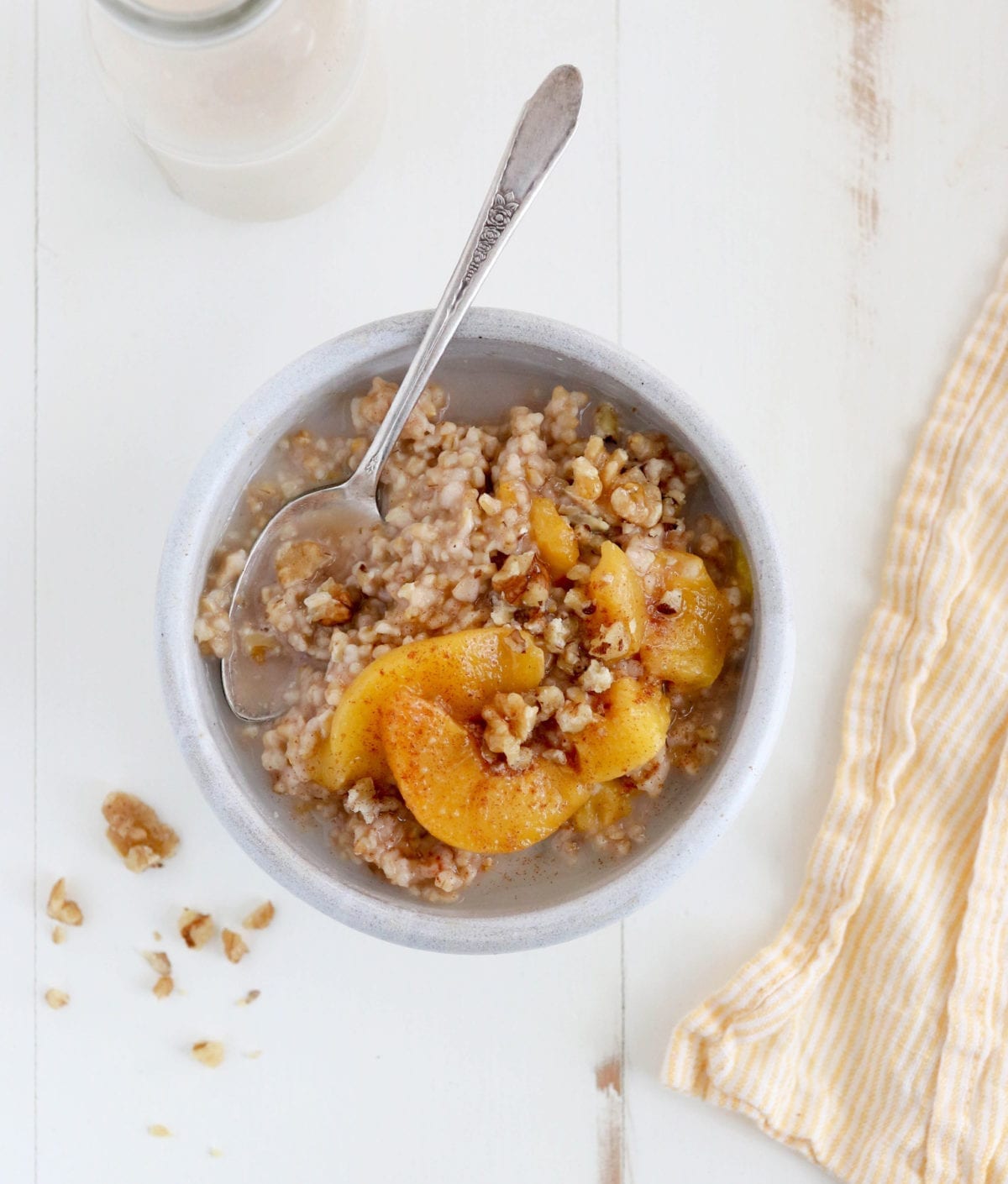 Megan's Instant Pot Peaches & Cream Steel-Cut Oatmeal - Once Upon a Chef