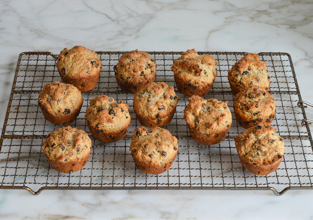 baked irish soda bread muffins cooling on a baking rack