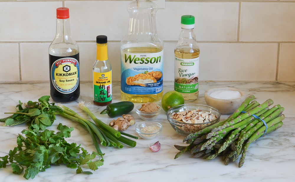 ingredients for Asian asparagus salad