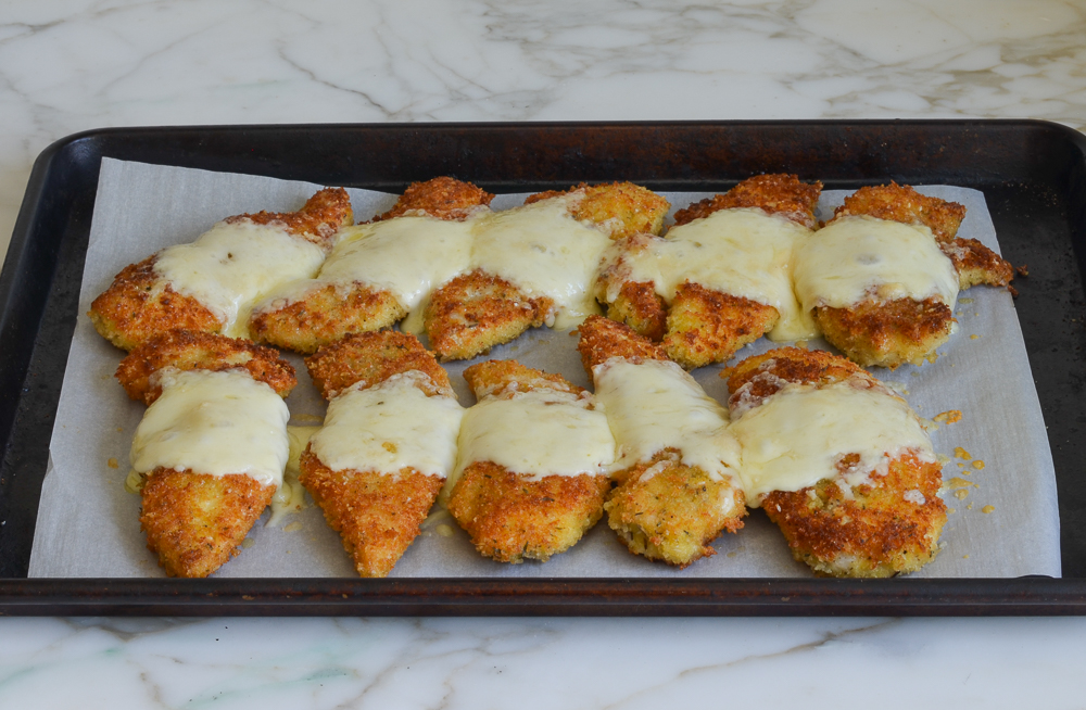 chicken parmesan with melted cheese after broiling
