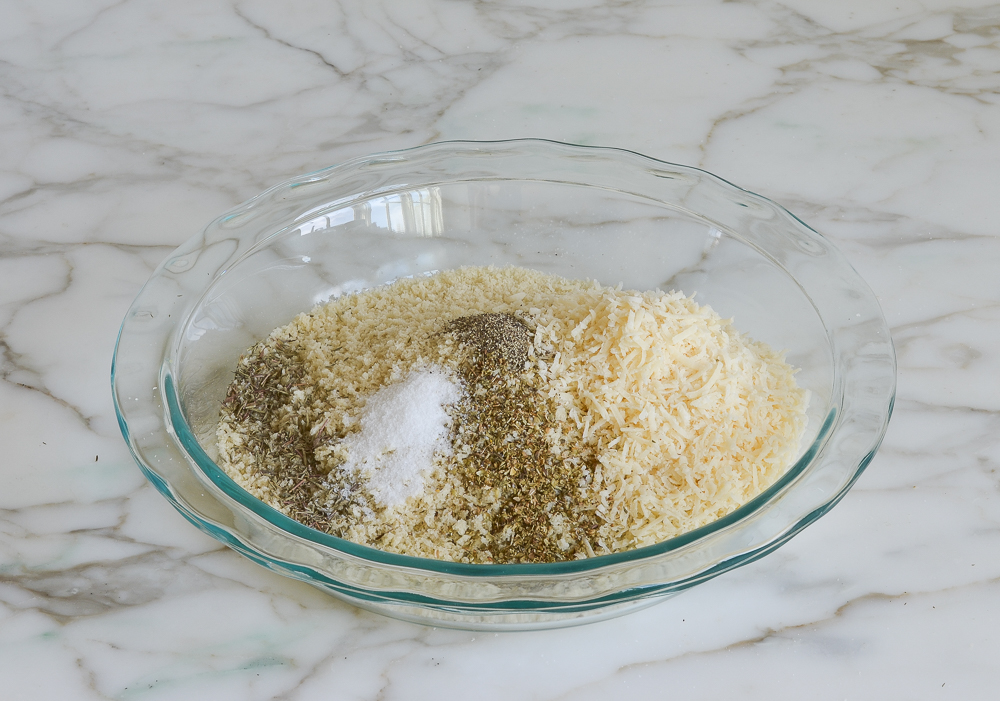 breading ingredients in shallow bowl