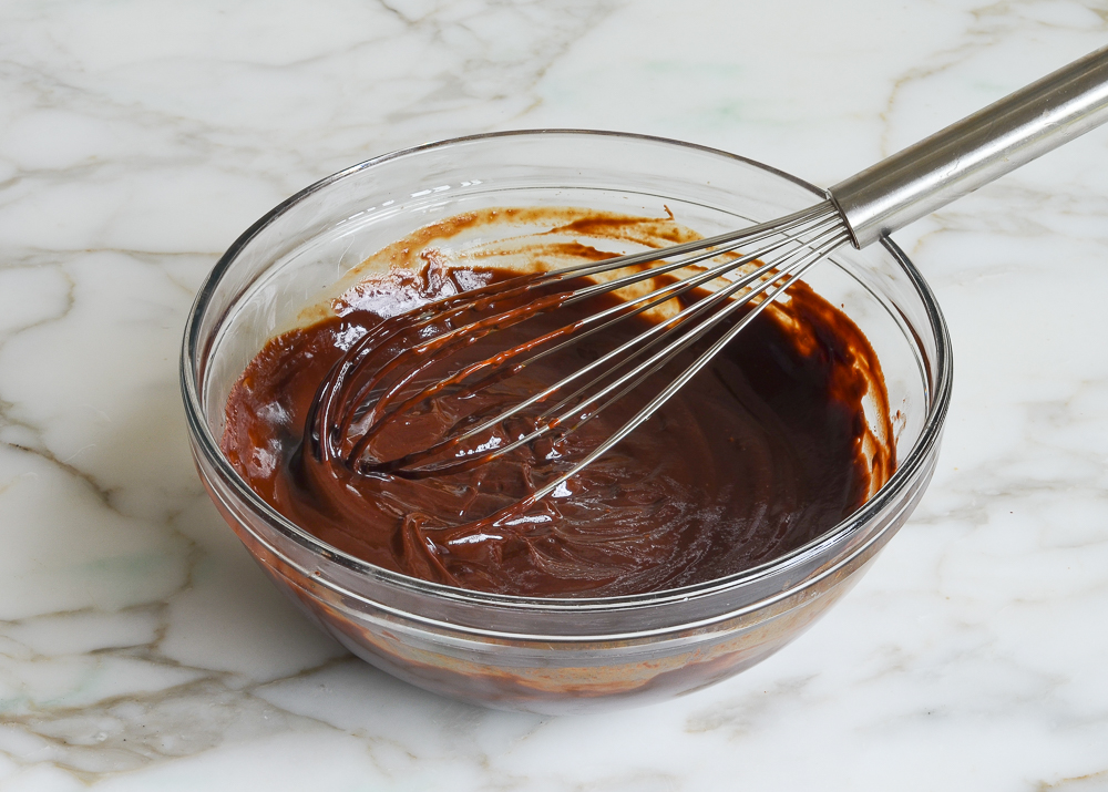 whisked chocolate and egg mixture
