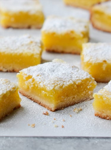 Lemon Bars dusted with powdered sugar.