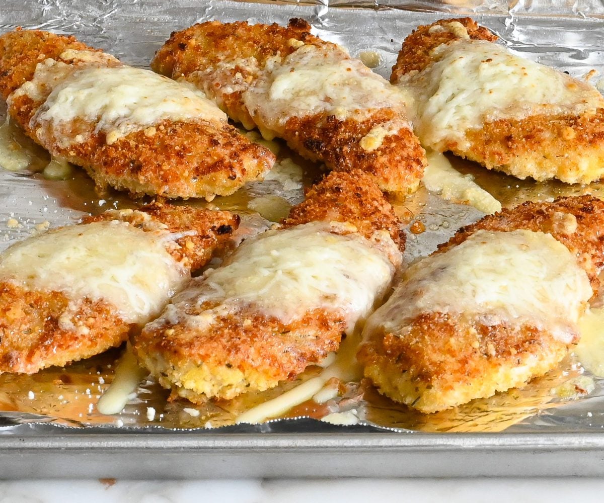 melted cheese on chicken parmesan