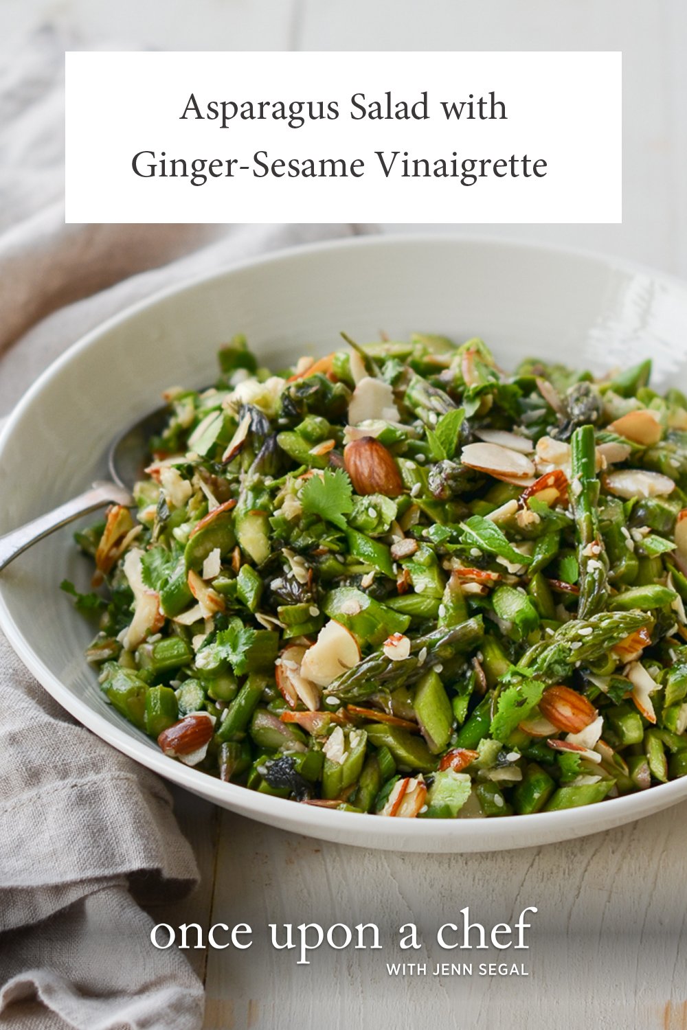 Raw Asparagus Salad with Almonds & GingerSesame Vinaigrette Once
