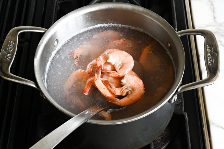 shrimp cooking in pot