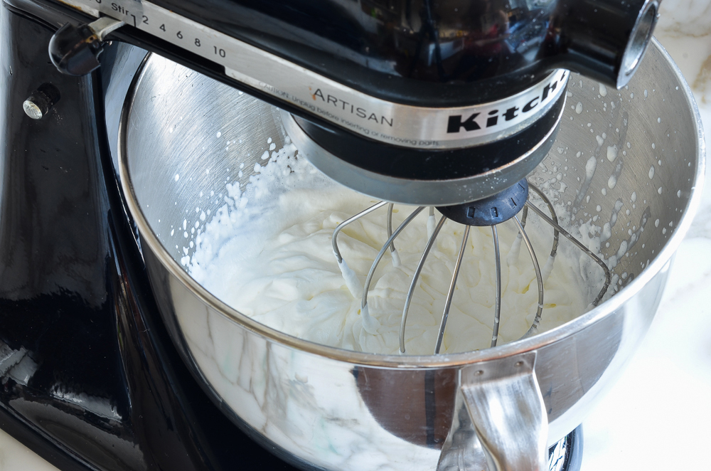 whipping cream in mixer