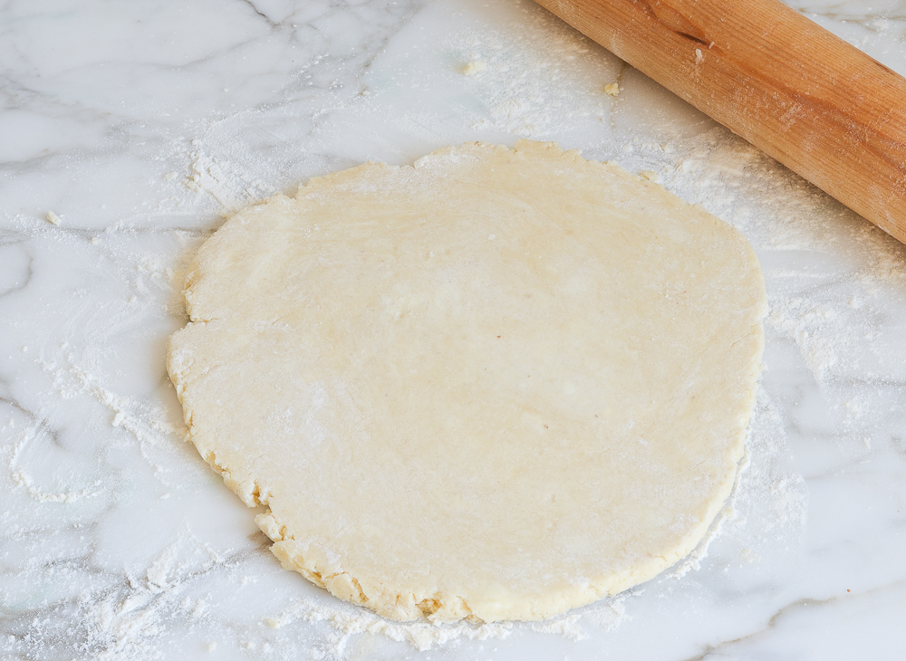 rolling dough into a circle