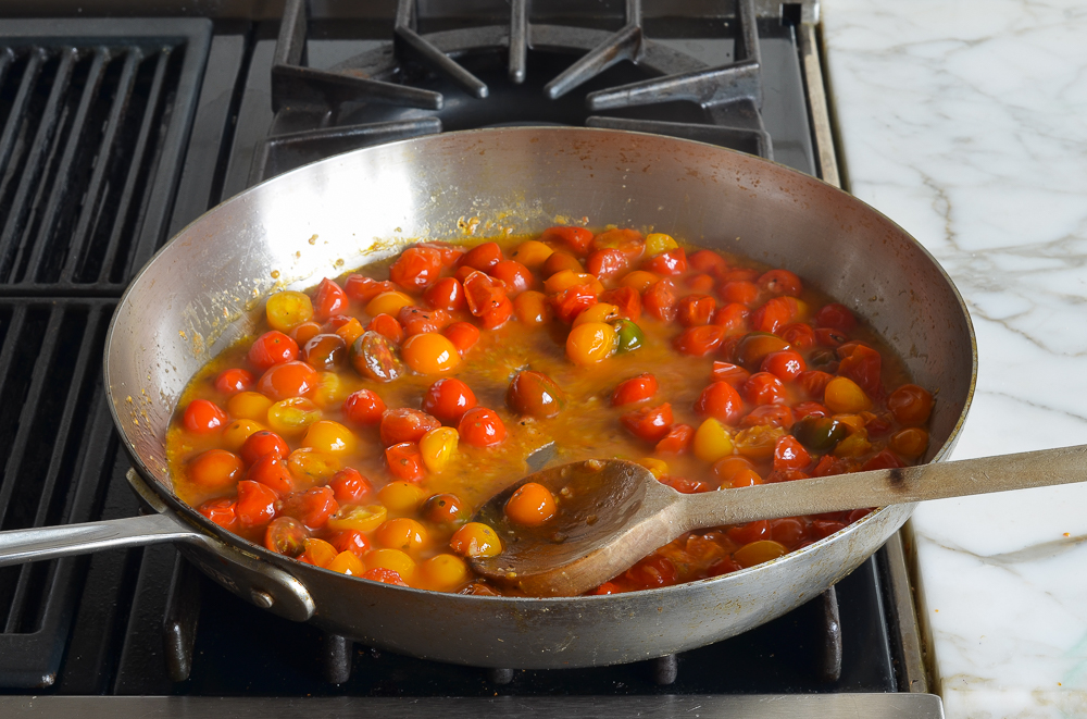cooking the cherry tomatoes