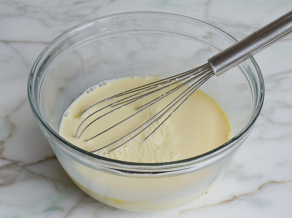 whisked egg and milk mixture 