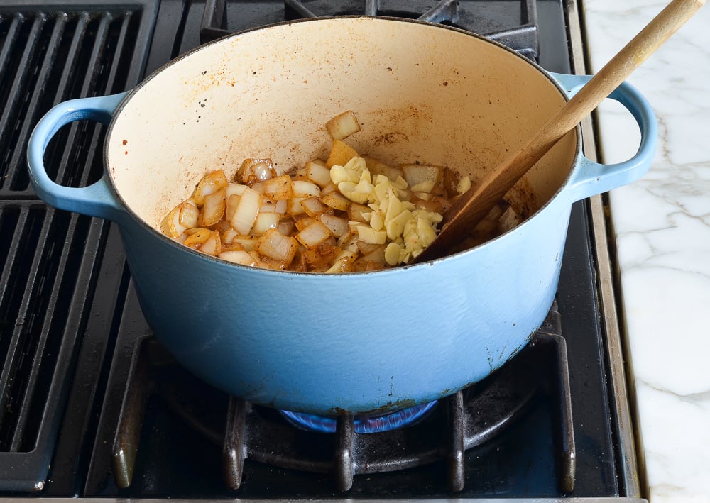 cooking onions and garlic