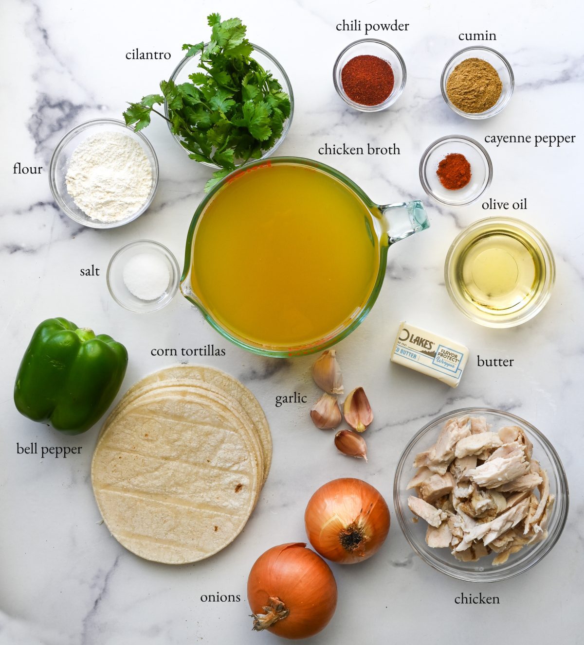 ingredients to make chicken tortilla soup
