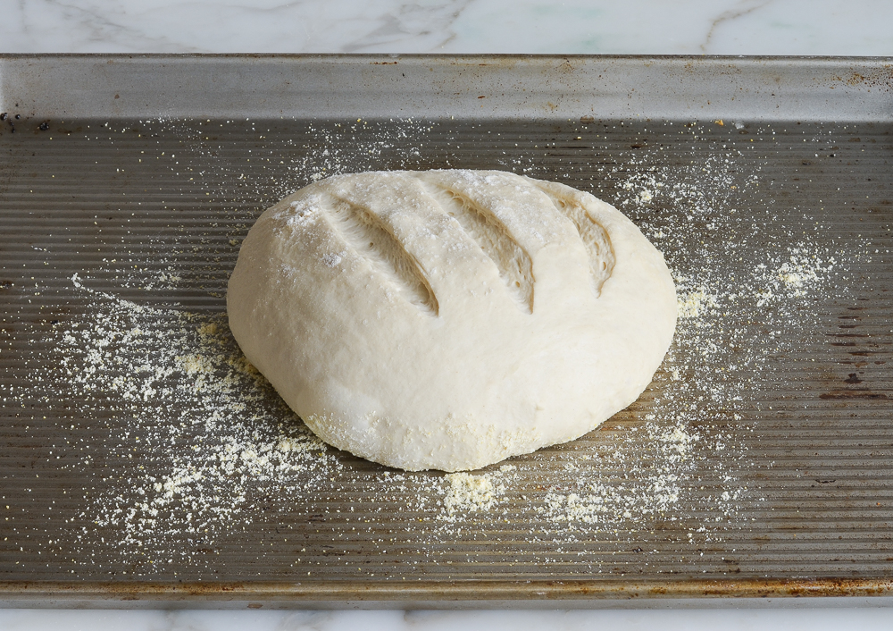 slashing the bread dough