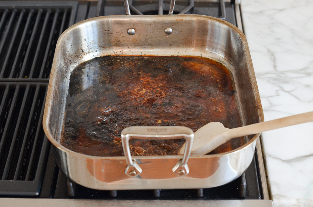 deglazing the roasting pan