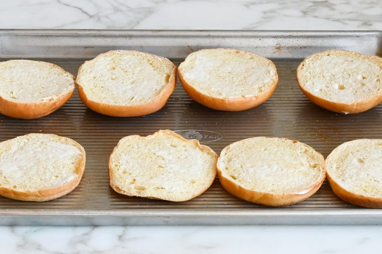 buttered buns for sloppy joes on sheet pan