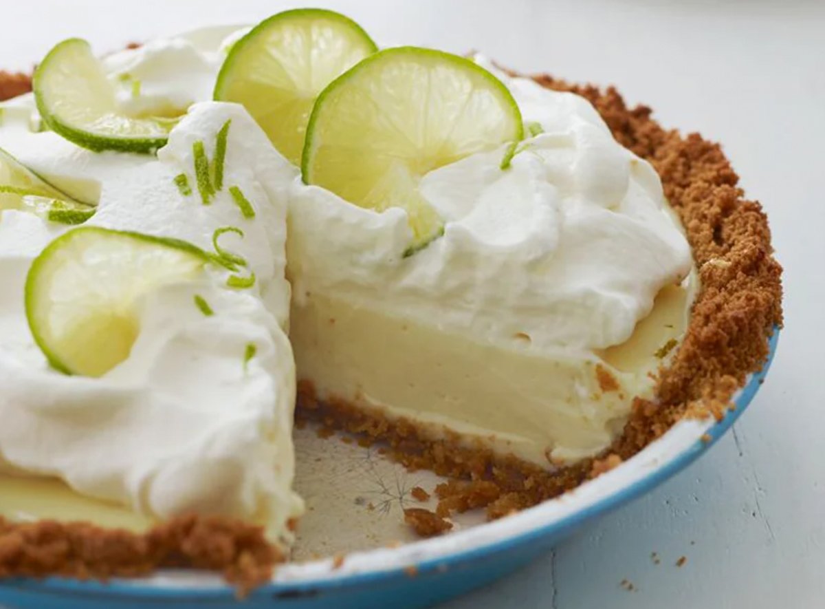 key lime pie with slice removed