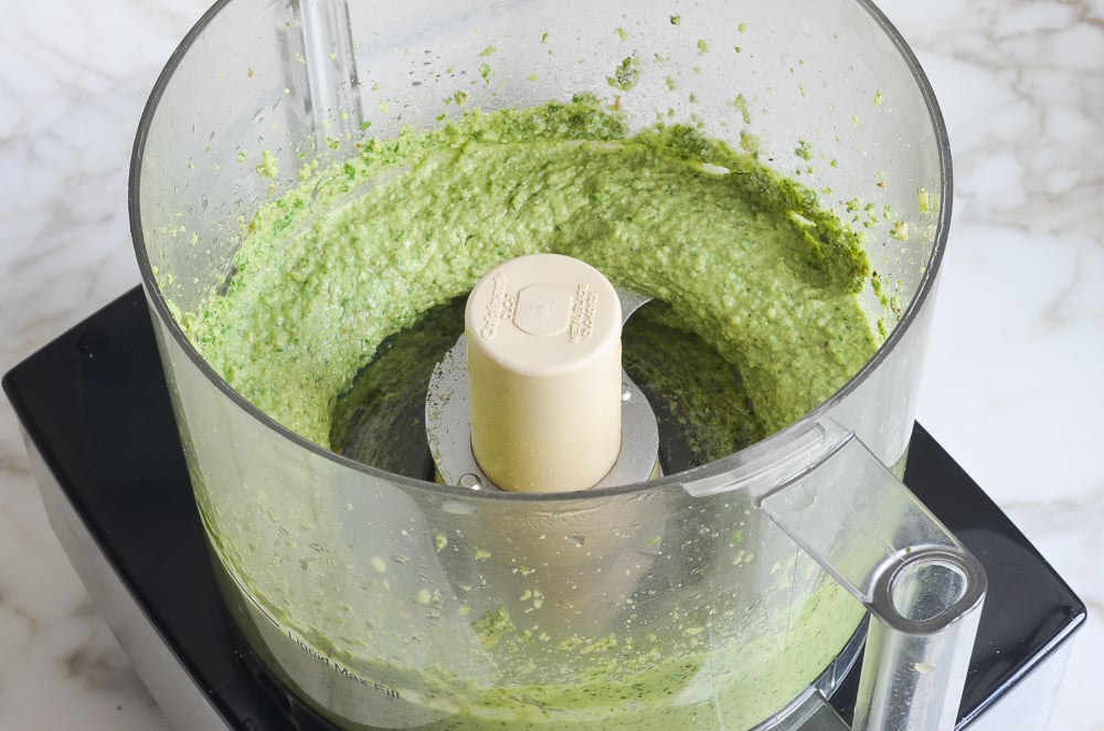 smooth pesto after adding olive oil