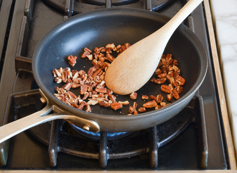 toasting the pecans