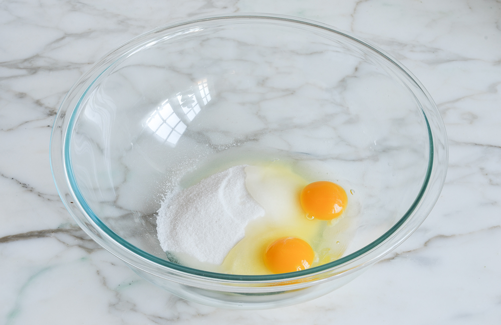 egg and sugar in mixing bowl