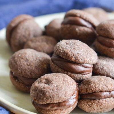 chocolate kiss cookies on platter.