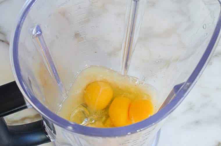 rice, eggs, and lemon juice in blender