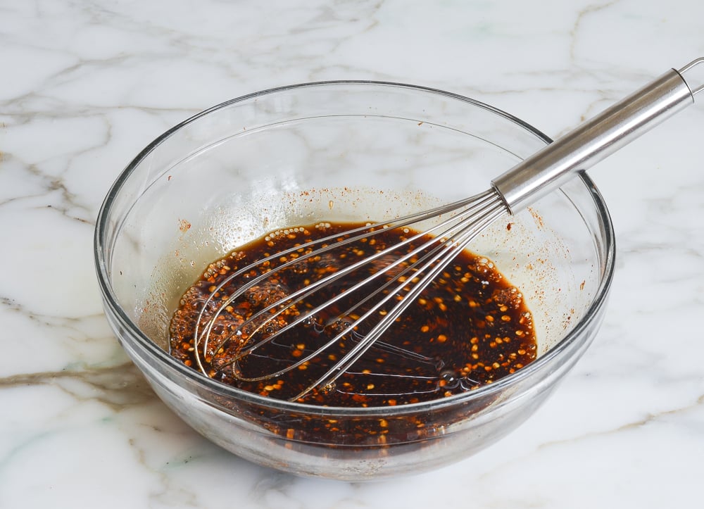 Bowl of whisked marinade.