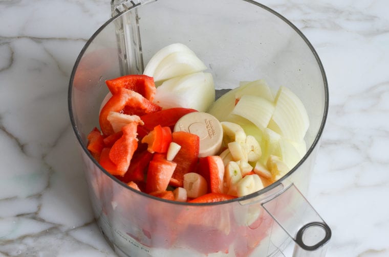 vegetables in bowl of food processor
