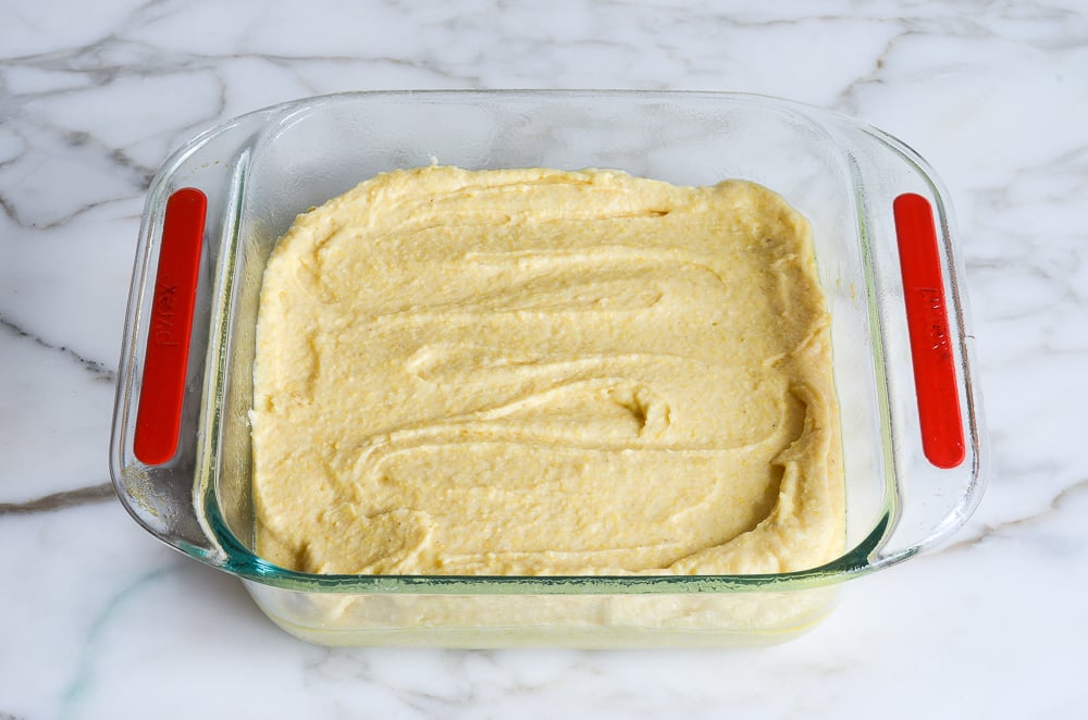 cornbread batter in baking dish