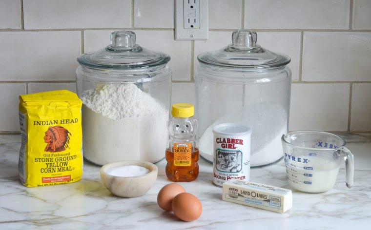 ingredients to make simple cornbread recipe.