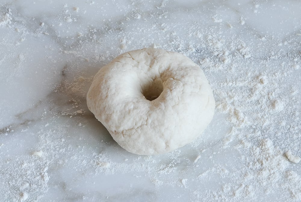 poking hole in dough ball