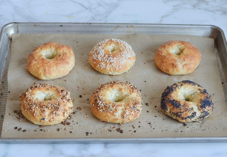 baked bagels fresh out of the oven