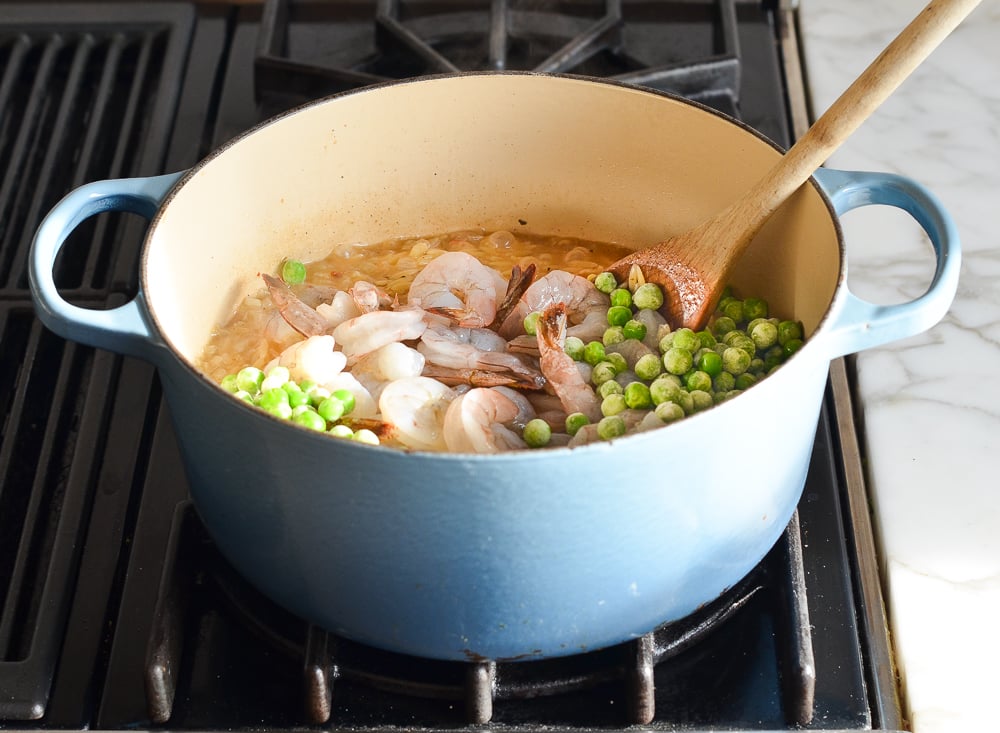 Orzo Risotto with Shrimp, Peas & Bacon Once Upon a Chef