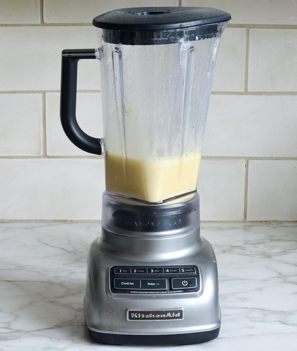 blended Dutch baby batter in blender