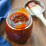 Jar of barbeque sauce.