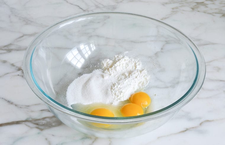 eggs, cornstarch and sugar in bowl