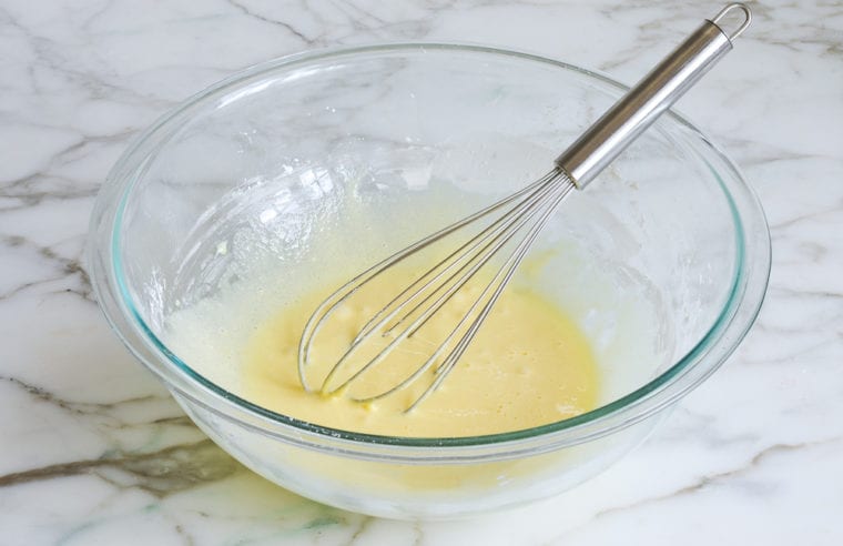 pale and creamy egg mixture