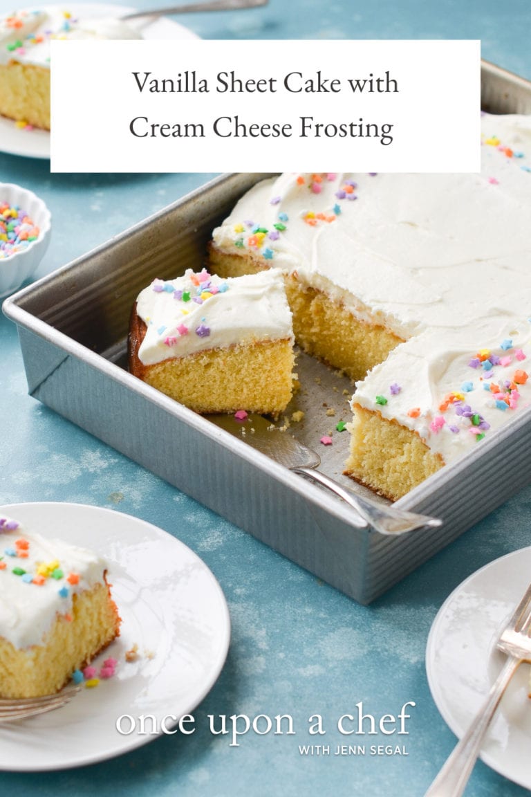 Vanilla Sheet Cake with Cream Cheese Frosting - Once Upon a Chef