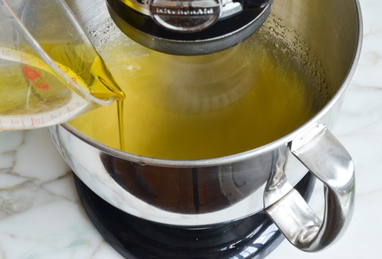 beating in olive oil