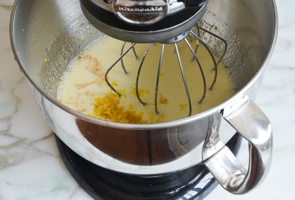 adding lemon zest and vanilla