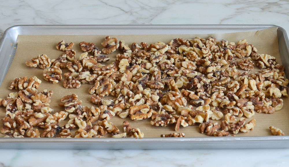 toasting the walnuts